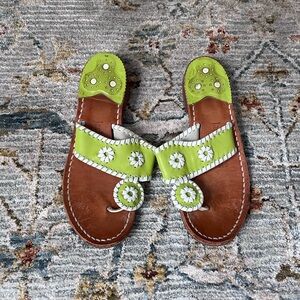 Jack Rogers Lime Green Leather Sandals Size 6